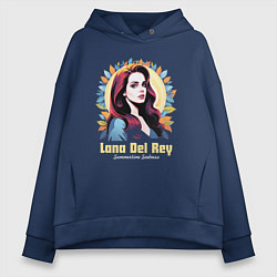 Толстовка оверсайз женская Lana Del Rey Summertime Sadness, цвет: тёмно-синий