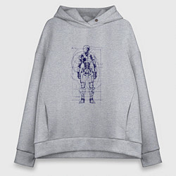 Толстовка оверсайз женская Чертеж андроида, цвет: меланж
