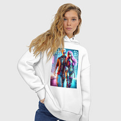 Толстовка оверсайз женская Ken and Barbie - cyberpunk fantasy, цвет: белый — фото 2