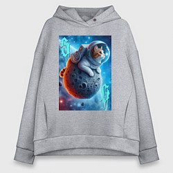 Толстовка оверсайз женская Space cat - ai art, цвет: меланж
