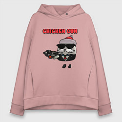 Женское худи оверсайз Chicken gun santa