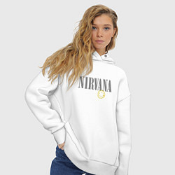 Толстовка оверсайз женская Nirvana logo smile, цвет: белый — фото 2