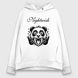 Толстовка оверсайз женская Nightwish - rock panda, цвет: белый