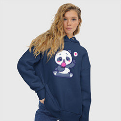 Толстовка оверсайз женская Ice cream panda, цвет: тёмно-синий — фото 2