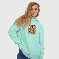 Толстовка оверсайз женская Тигр в ретро стиле, цвет: мятный — фото 2