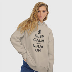 Толстовка оверсайз женская Keep calm and ninja on, цвет: миндальный — фото 2