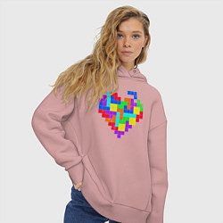 Толстовка оверсайз женская Color tetris, цвет: пыльно-розовый — фото 2