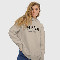 Толстовка оверсайз женская Elena never alone - motto, цвет: миндальный — фото 2