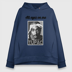 Толстовка оверсайз женская 2pac Art All eayz on me, цвет: тёмно-синий