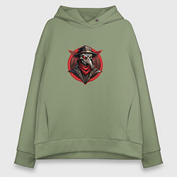 Толстовка оверсайз женская Чумной доктор в красном платке, цвет: авокадо