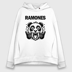 Толстовка оверсайз женская Ramones - rock panda, цвет: белый