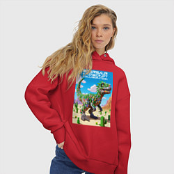 Толстовка оверсайз женская Minecraft and beersaur - ai art collaboration, цвет: красный — фото 2