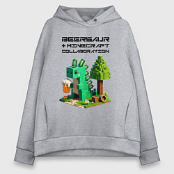 Толстовка оверсайз женская Collaboration of Minecraft and beersaur - ai art, цвет: меланж
