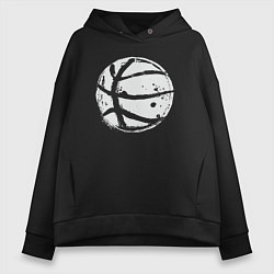 Толстовка оверсайз женская Basket balls, цвет: черный