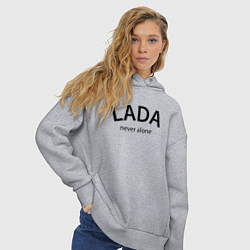 Толстовка оверсайз женская Имя Lada never alone - motto, цвет: меланж — фото 2