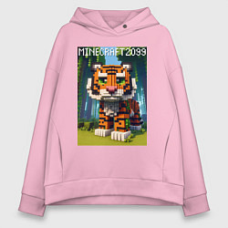 Женское худи оверсайз Funny tiger cub - Minecraft