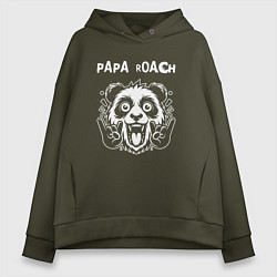 Толстовка оверсайз женская Papa Roach rock panda, цвет: хаки