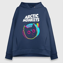 Толстовка оверсайз женская Arctic Monkeys rock star cat, цвет: тёмно-синий