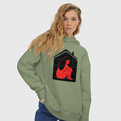 Толстовка оверсайз женская Сижу дома, цвет: авокадо — фото 2