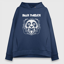 Толстовка оверсайз женская Iron Maiden rock panda, цвет: тёмно-синий