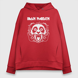 Толстовка оверсайз женская Iron Maiden rock panda, цвет: красный