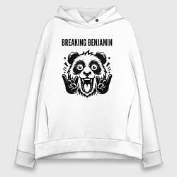 Толстовка оверсайз женская Breaking Benjamin - rock panda, цвет: белый