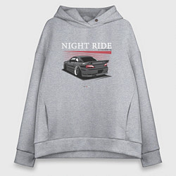 Толстовка оверсайз женская Nissan skyline night ride, цвет: меланж