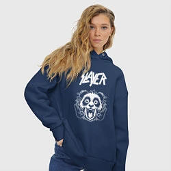 Толстовка оверсайз женская Slayer rock panda, цвет: тёмно-синий — фото 2