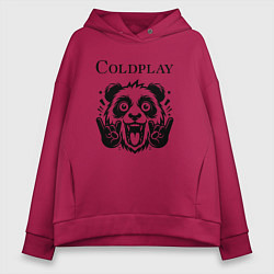 Толстовка оверсайз женская Coldplay - rock panda, цвет: маджента