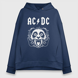 Толстовка оверсайз женская AC DC rock panda, цвет: тёмно-синий