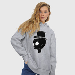 Толстовка оверсайз женская Пришелец в цилиндре, цвет: меланж — фото 2