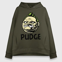 Толстовка оверсайз женская Pudge Face, цвет: хаки