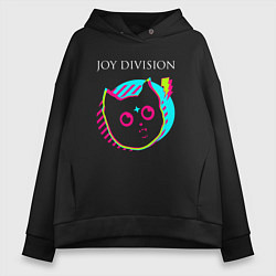 Толстовка оверсайз женская Joy Division rock star cat, цвет: черный