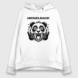 Толстовка оверсайз женская Nickelback - rock panda, цвет: белый