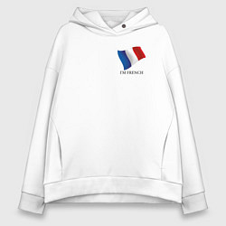 Толстовка оверсайз женская Im French - motto, цвет: белый