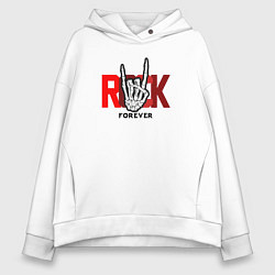 Толстовка оверсайз женская Rock forever skeleton hand, цвет: белый