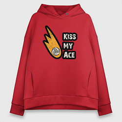 Толстовка оверсайз женская Kiss my ace volleyball, цвет: красный