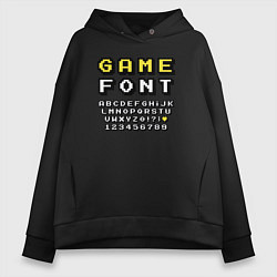 Толстовка оверсайз женская Game font, цвет: черный