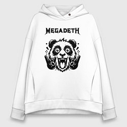 Толстовка оверсайз женская Megadeth - rock panda, цвет: белый