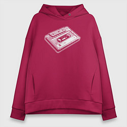 Толстовка оверсайз женская Аудиокассета ретро, цвет: маджента