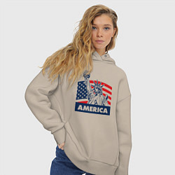 Толстовка оверсайз женская Free America, цвет: миндальный — фото 2