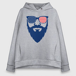 Толстовка оверсайз женская Американец бородач, цвет: меланж