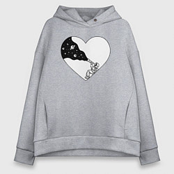 Толстовка оверсайз женская Любовь к космосу, цвет: меланж