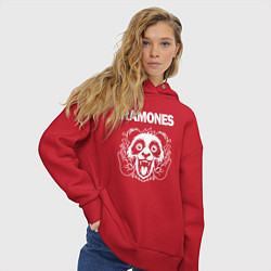 Толстовка оверсайз женская Ramones rock panda, цвет: красный — фото 2
