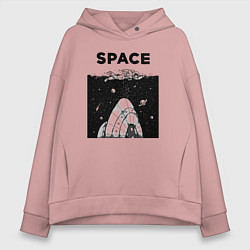 Толстовка оверсайз женская Морской космос, цвет: пыльно-розовый