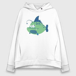 Толстовка оверсайз женская Рыбка удильщик, цвет: белый