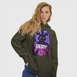 Толстовка оверсайз женская Freddy - мишка Фредди, цвет: хаки — фото 2