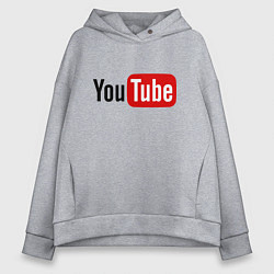 Толстовка оверсайз женская You tube logo, цвет: меланж