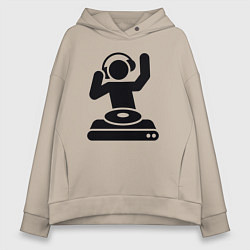 Толстовка оверсайз женская Dj party, цвет: миндальный