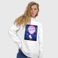 Толстовка оверсайз женская Белый медведь на воздушном шаре, цвет: белый — фото 2